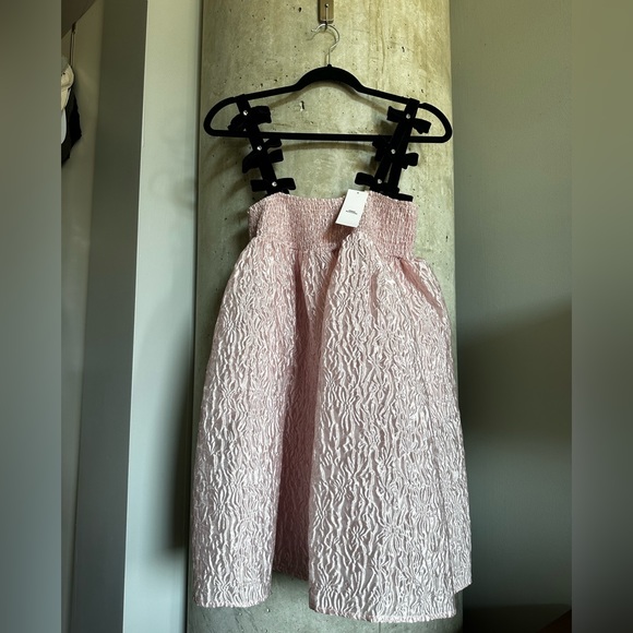 Bow Strap Babydoll Mini Dress / Pink / XS / Dream Sister Jane / Black bow straps - Picture 4 of 13